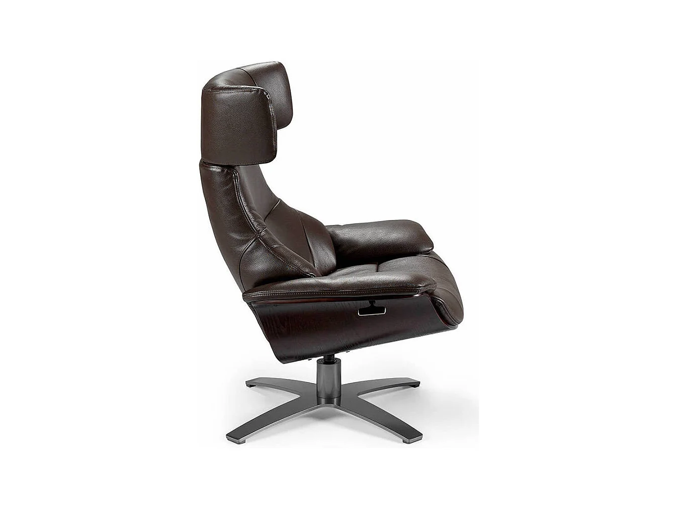 Fauteuil pivotant relax cuir avec mécanisme du dossier rabattable Kora-Couleur Cuir Piel crema