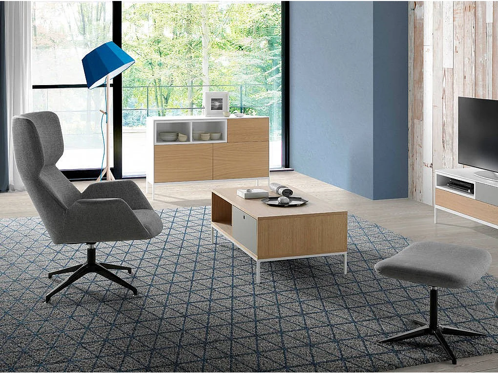 Repose-pieds pivotant tissu et pieds acier Nolany-Couleur MIRAGE 95