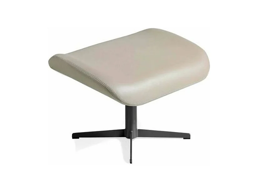 Repose-pieds pivotant similicuir et pieds acier noir Alavy-Couleur Aqua 18 Taupe foncé