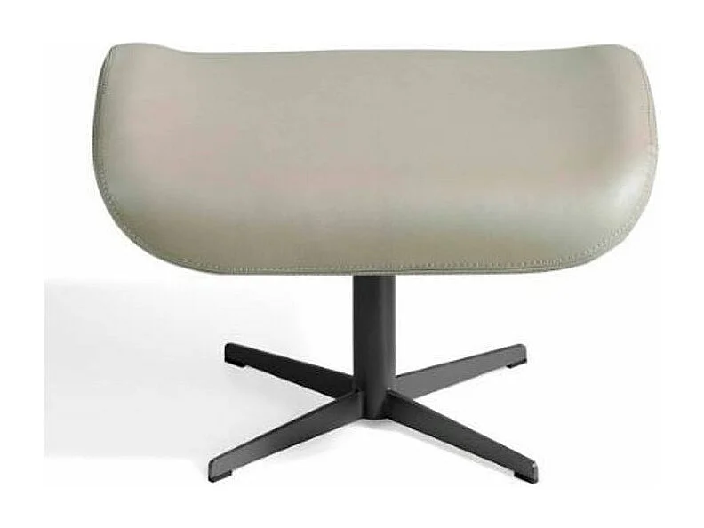 Repose-pieds pivotant similicuir et pieds acier noir Alavy-Couleur Aqua 18 Taupe foncé