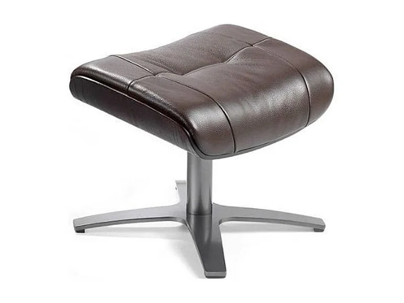 Repose-pieds pivotant cuir et pieds acier inoxydable Alavy-Couleur Aqua 82 Taupe