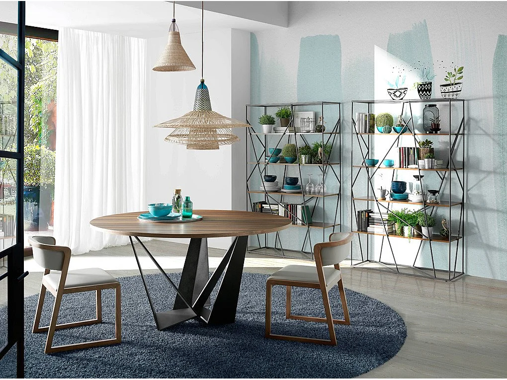 Etagères design acier et bois noyer Venusa 120cm