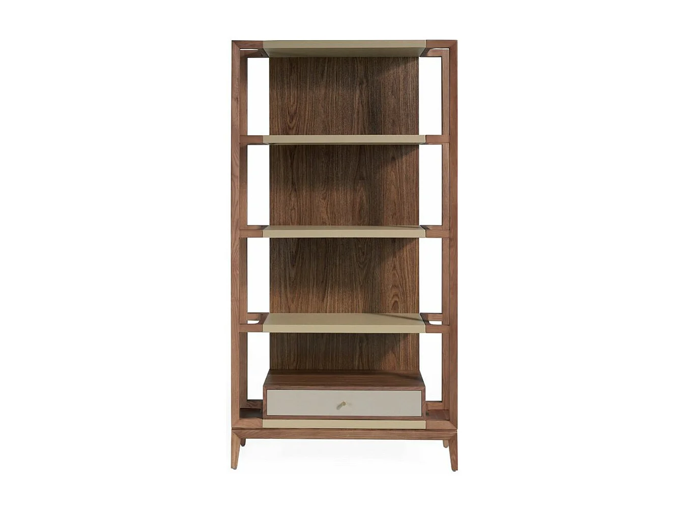 Étagère 4 niveaux et 1 tiroir bois noyer et laqué Muza-Couleur Country