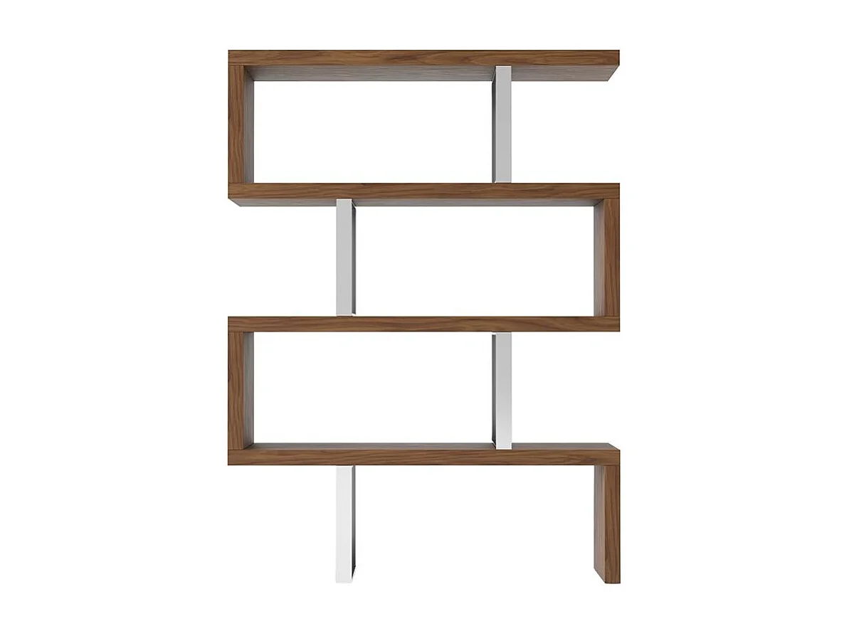 Etagère placage noyer et acier chromé 3 niveaux Hady 130cm