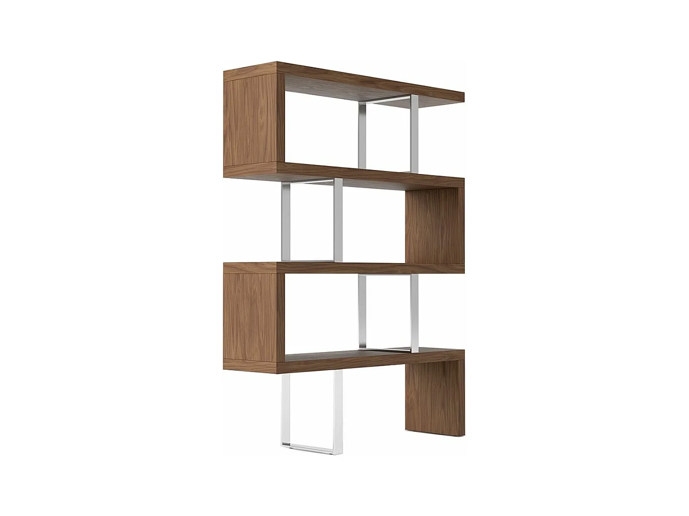 Etagère placage noyer et acier chromé 3 niveaux Hady 130cm