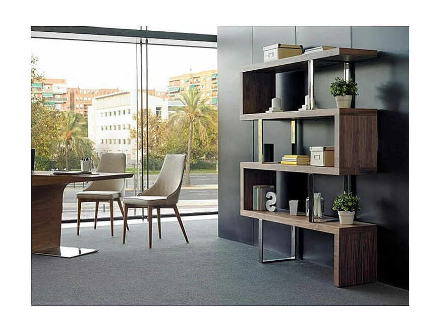 Etagère placage noyer et acier chromé 3 niveaux Hady 130cm