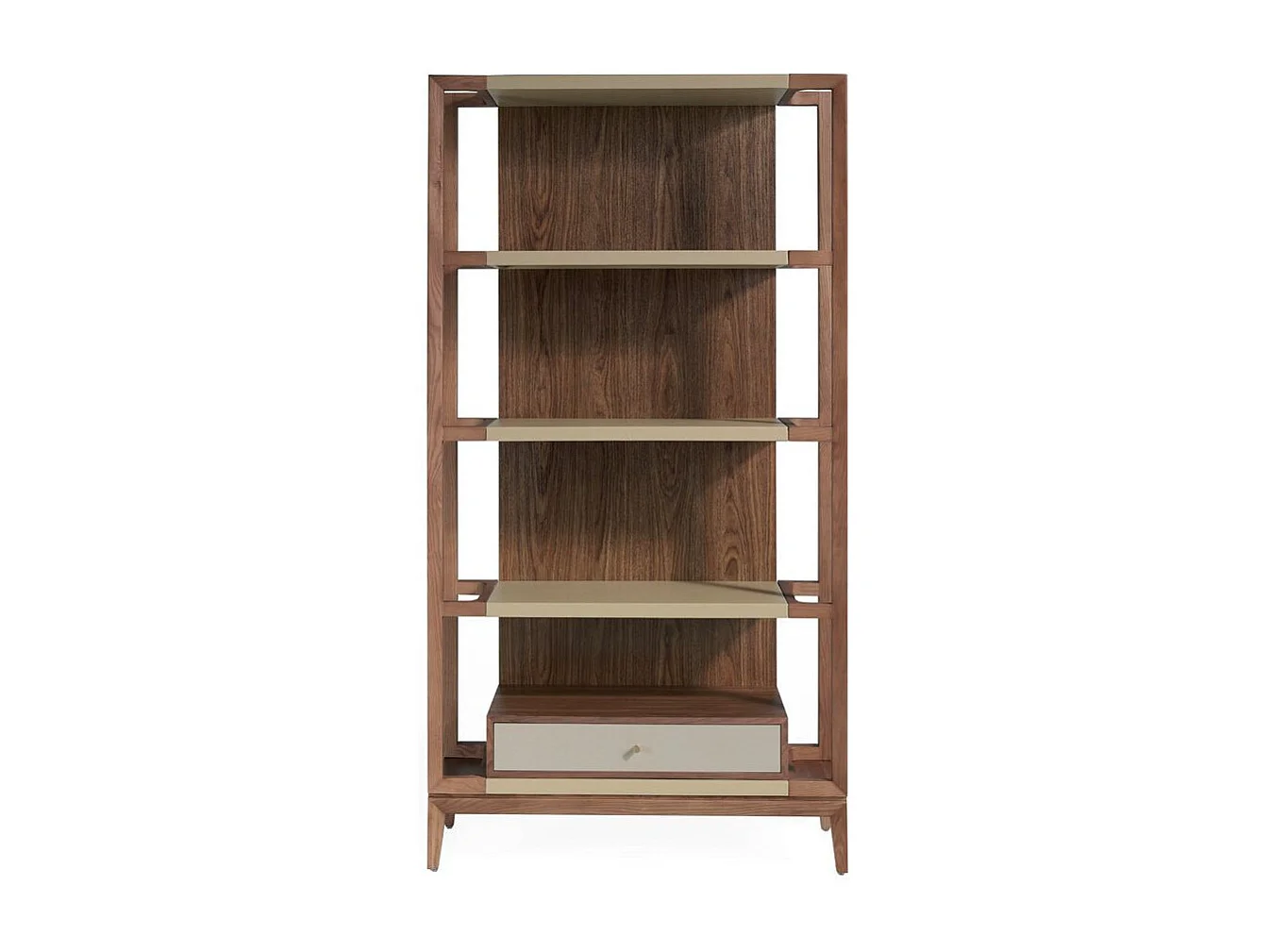 Étagère 4 niveaux et 1 tiroir bois noyer et laqué Muza-Couleur Eau de mer