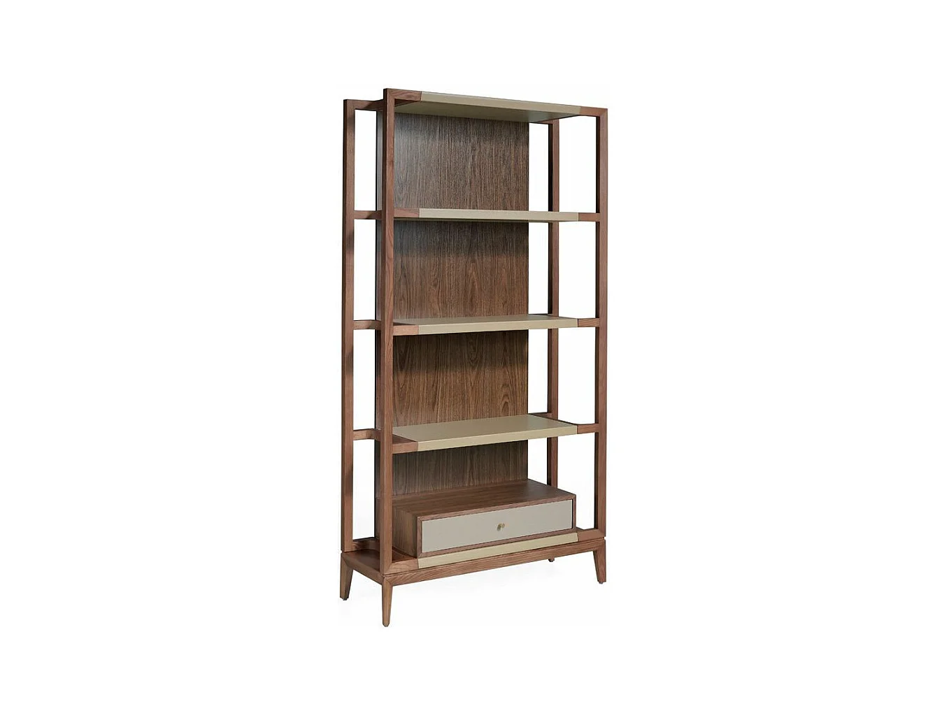 Plank met 4 niveaus en 1 lade in walnoot en gelakt hout Muza-Kleur Roze