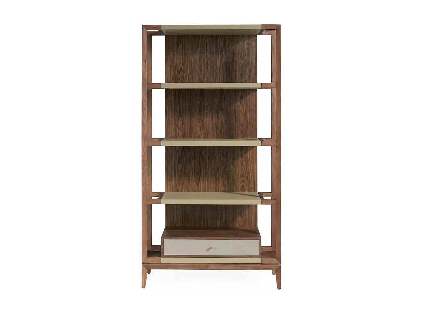 Plank met 4 niveaus en 1 lade in walnoot en gelakt hout Muza-Kleur Rood