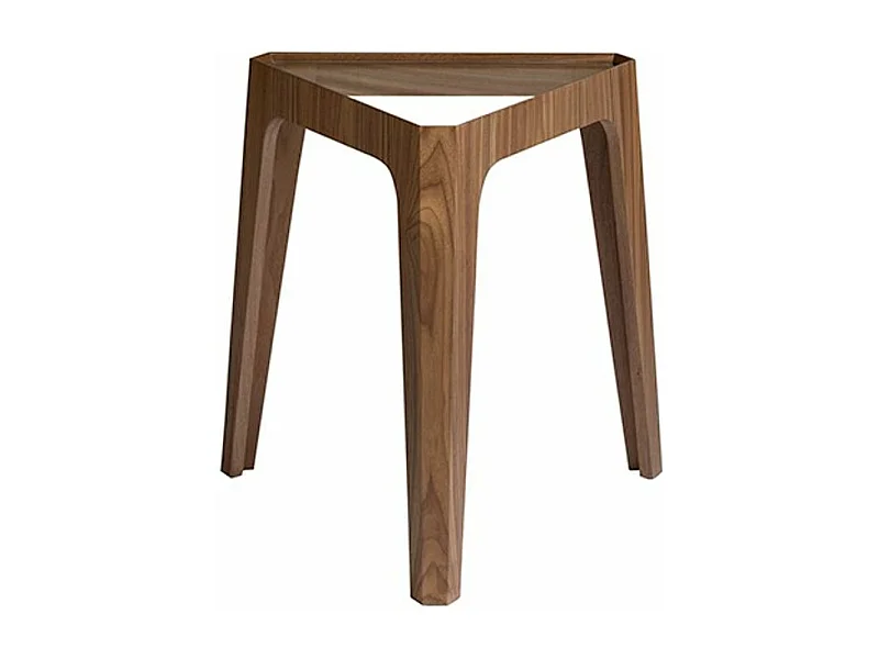 Table d'appoint triangle bois de noyer et verre trempé Naty