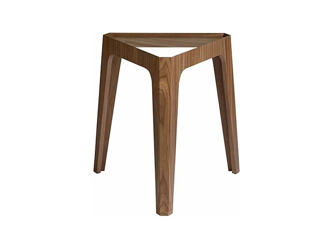 Table d'appoint triangle bois de noyer et verre trempé Naty