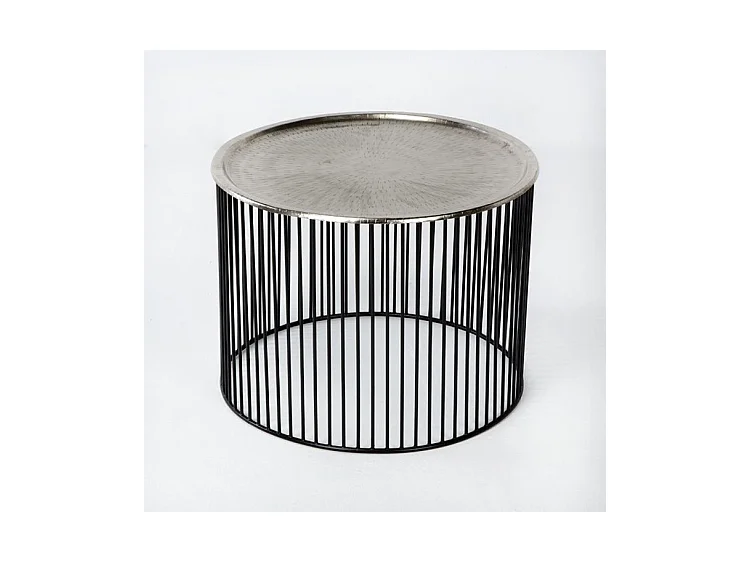 Ronde zwart en zilverkleurige metalen bijzettafel Cirade