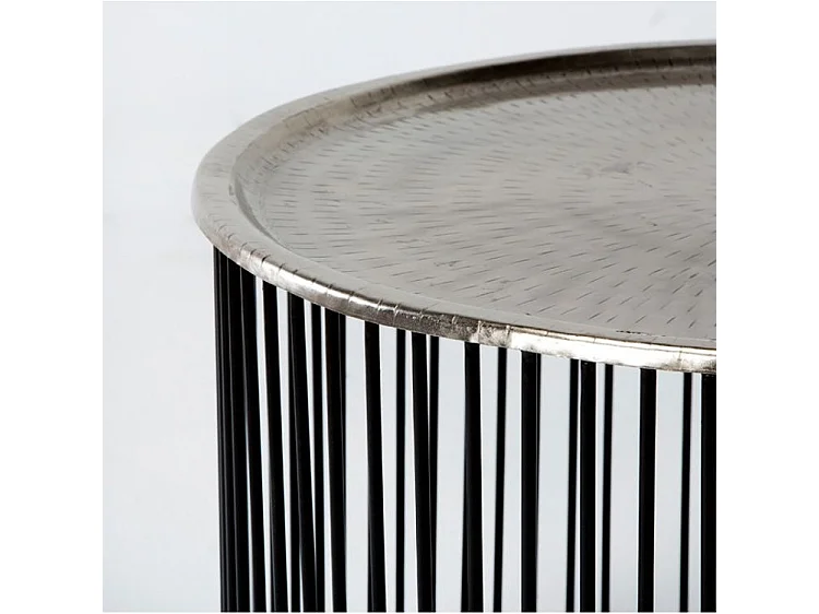 Table d'appoint ronde métal noir et argenté Cirade