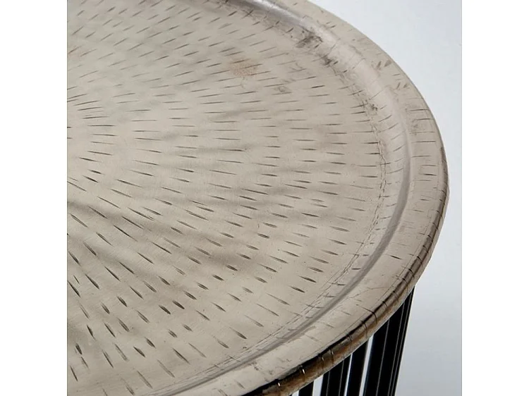 Table d'appoint ronde métal noir et argenté Cirade