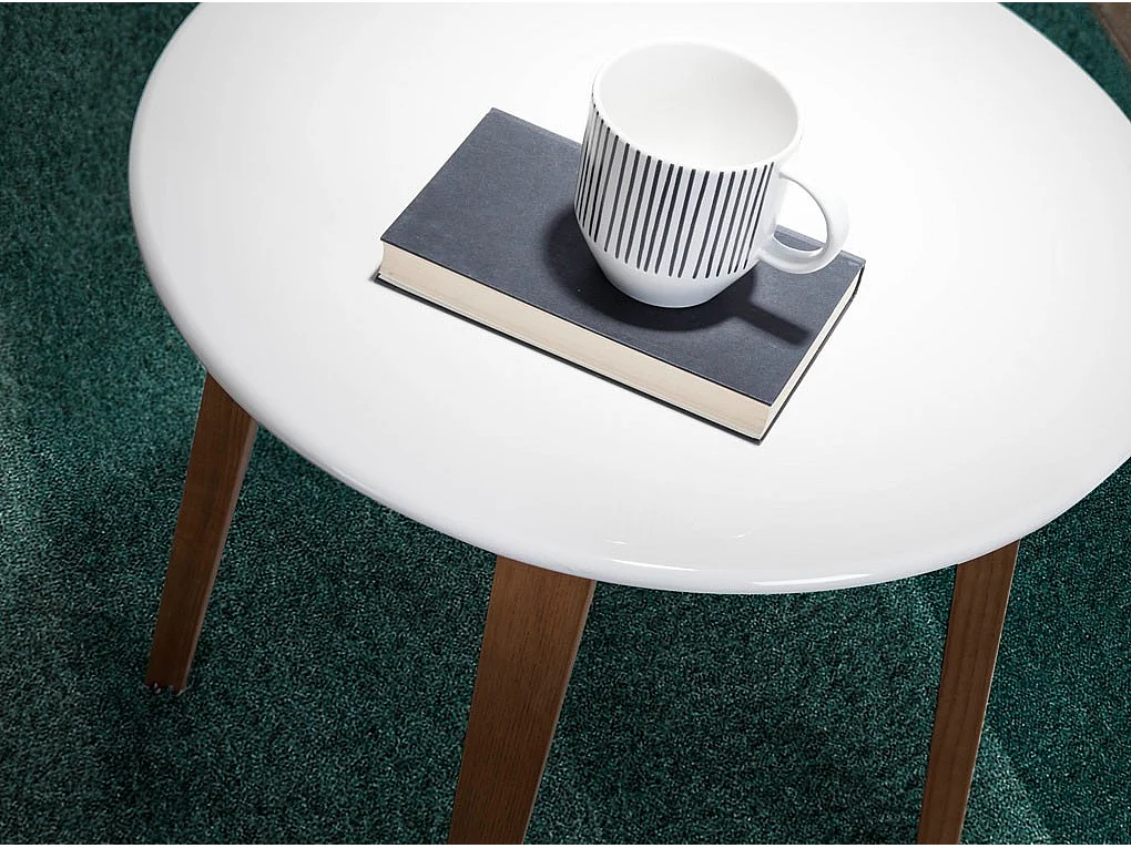 Table d'appoint bois blanc et bois plaqué noyer Manzu