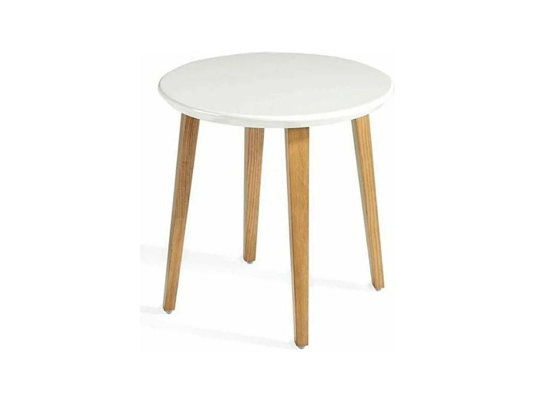 Table d'appoint bois blanc et bois plaqué noyer Manzu