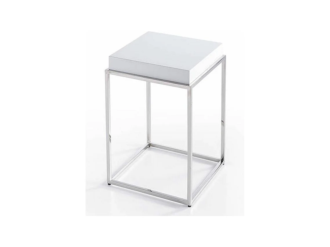Table d'appoint carrée bois laqué et acier chromé Gucca-Couleur Dessert