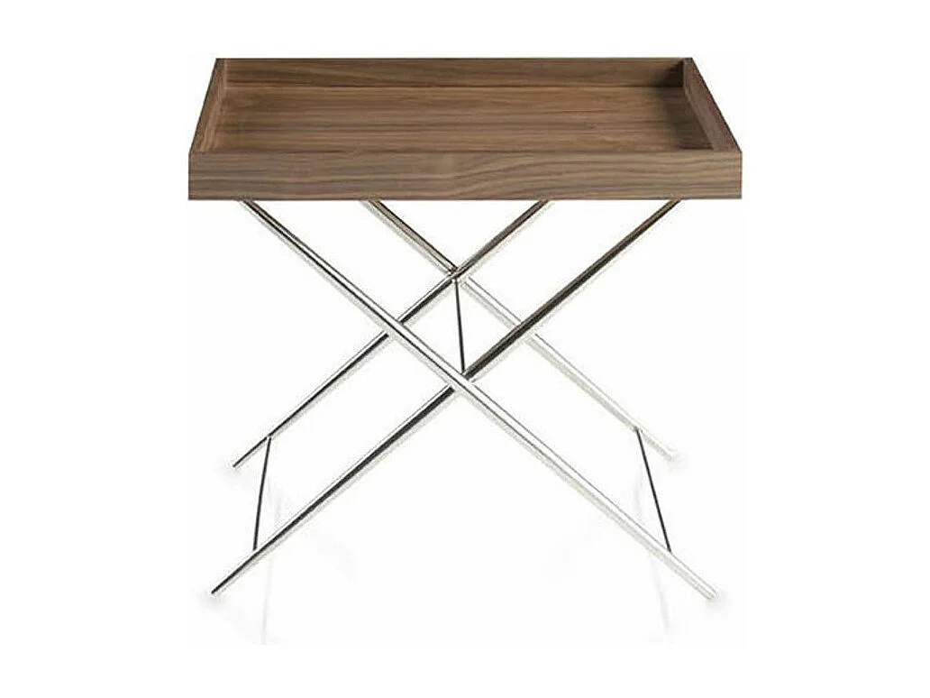 Table d'appoint bois plaqué noyer et acier inoxydable Kalan