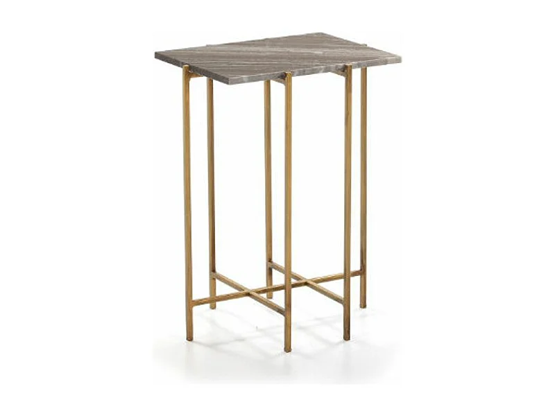 Table d'appoint rectangulaire marbre gris et métal doré Frie