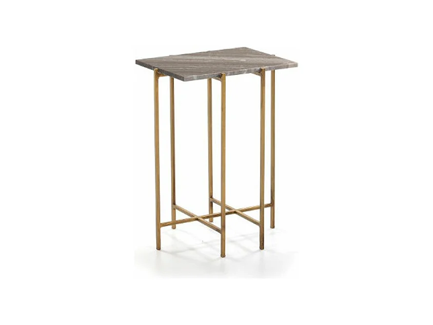 Table d'appoint rectangulaire marbre gris et métal doré Frie