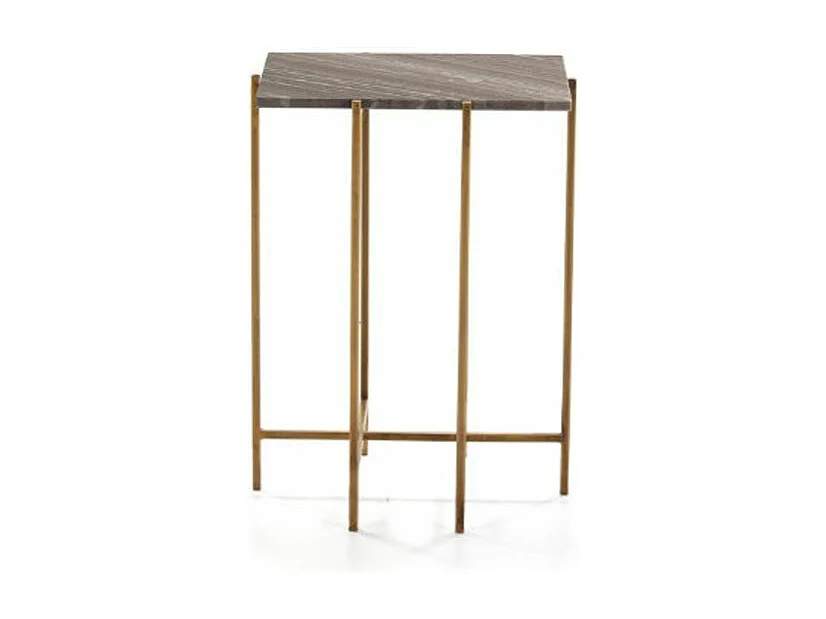 Table d'appoint rectangulaire marbre gris et métal doré Frie