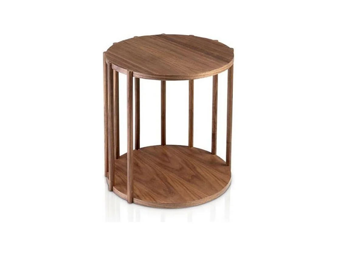Table d'appoint ronde bois plaqué noyer Maubry