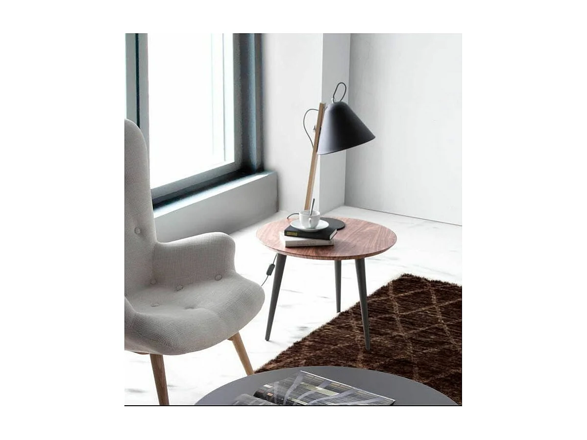 Table d'appoint bois plaqué noyer Monza