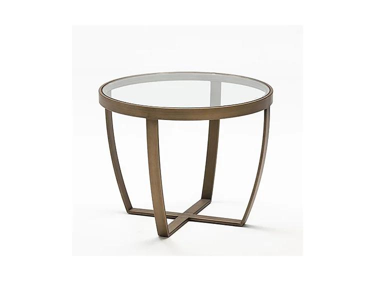 Table d'appoint ronde verre trempé et métal bronze Kili