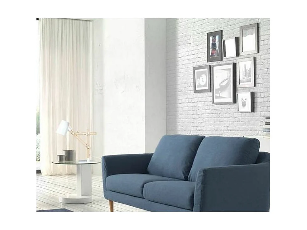 Table d'appoint ronde bois laqué blanc et plateau verre trempé Lina