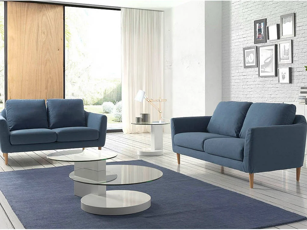 Table d'appoint ronde bois laqué blanc et plateau verre trempé Lina