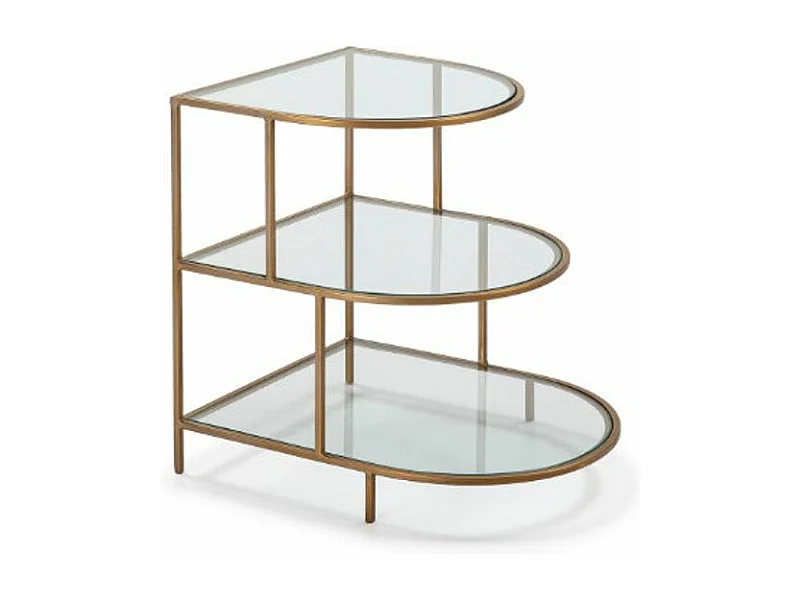 Table d'appoint 3 niveaux verre transparent et métal doré Vera