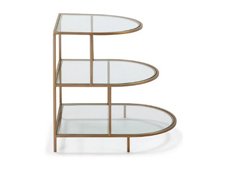 Table d'appoint 3 niveaux verre transparent et métal doré Vera