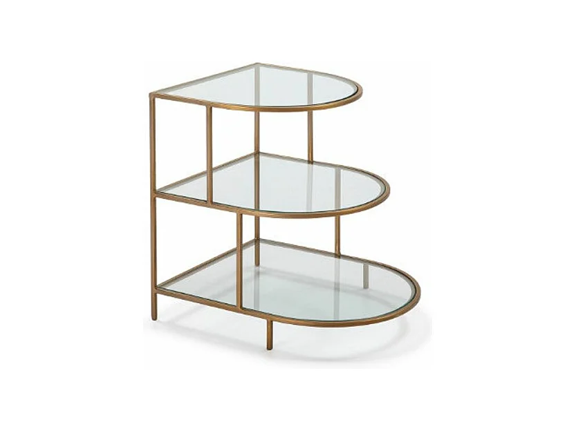 Table d'appoint 3 niveaux verre transparent et métal doré Vera