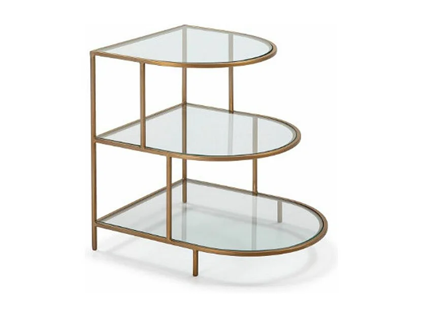 Table d'appoint 3 niveaux verre transparent et métal doré Vera
