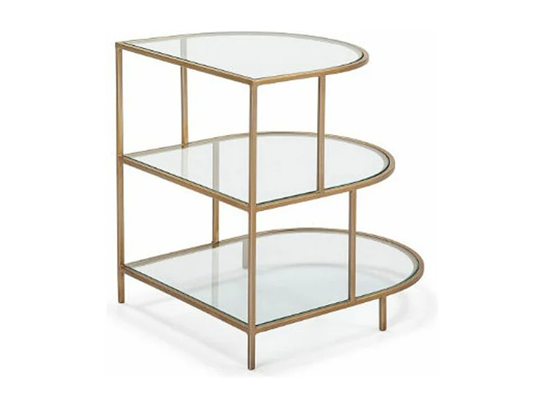 Table d'appoint 3 niveaux verre transparent et métal doré Vera
