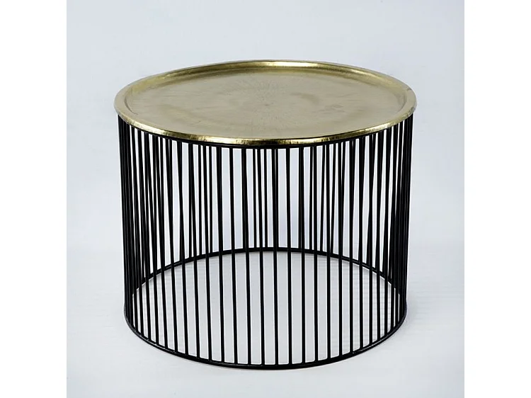 Table d'appoint ronde métal noir et doré Cirade