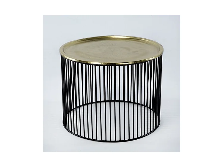 Table d'appoint ronde métal noir et doré Cirade
