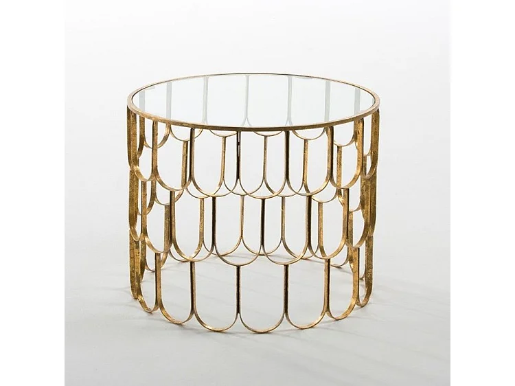 Table d'appoint ronde verre et métal doré Gena 2