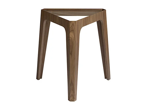 Table d'appoint triangle en bois de noyer et verre trempé Naty