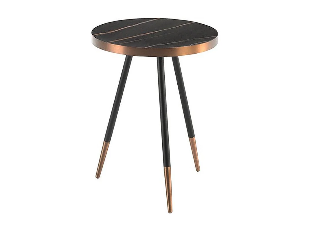 Table d'appoint porcelaine marbré et pieds acier bicolore Madé