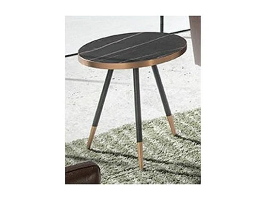 Table d'appoint porcelaine marbré et pieds acier bicolore Madé