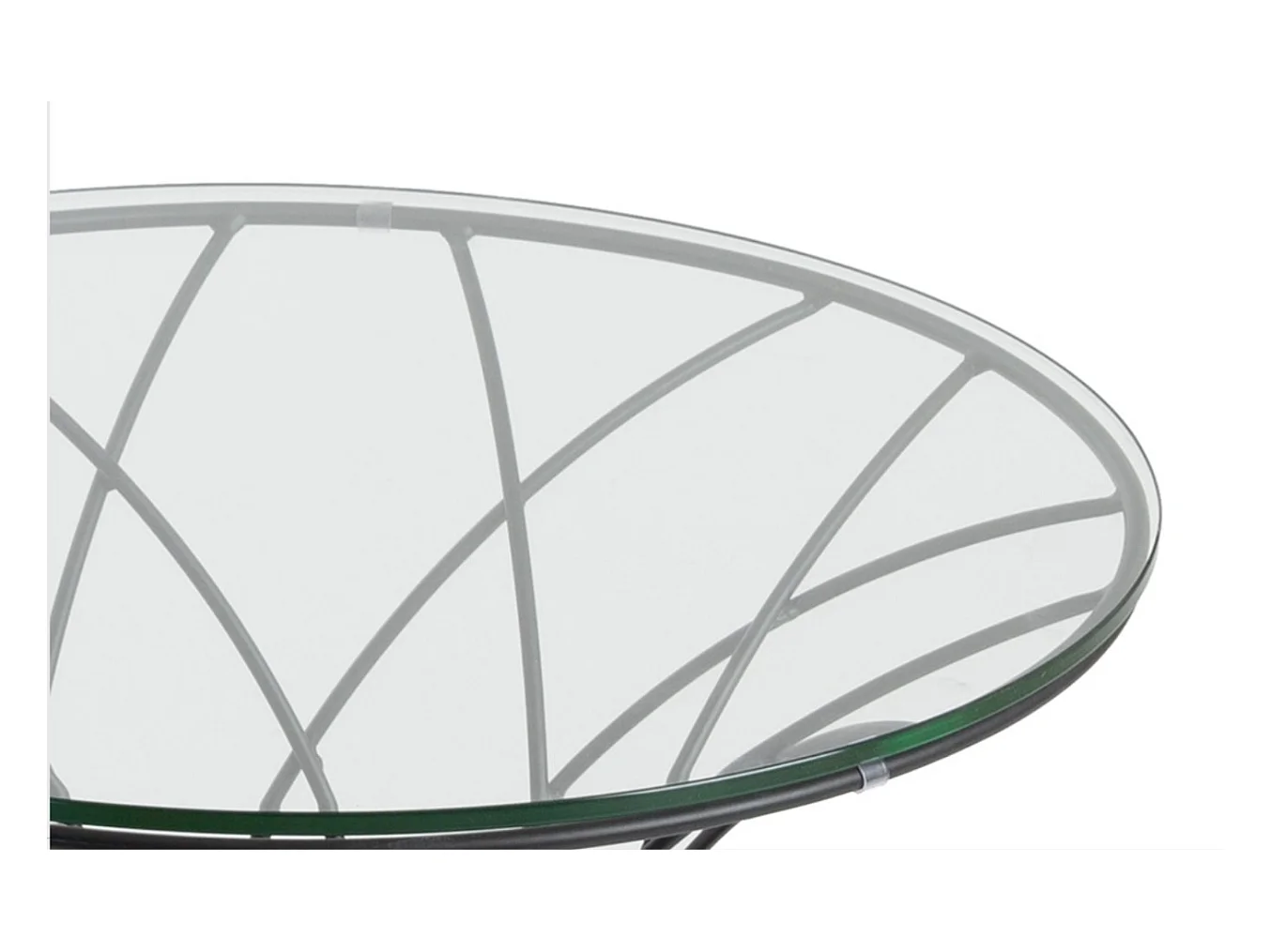 Table d'appoint ronde aronde plateau verre trempé et acier noir Pilya