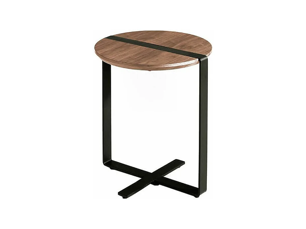 Table d'appoint bois de noyer et pieds en acier noir Waly