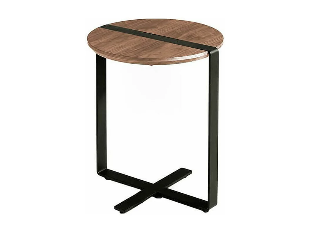 Table d'appoint bois de noyer et pieds en acier noir Waly