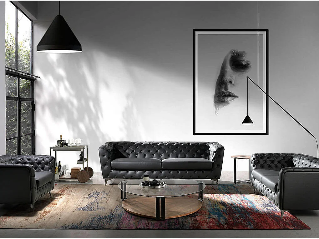 Table d'appoint bois de noyer et pieds en acier noir Waly