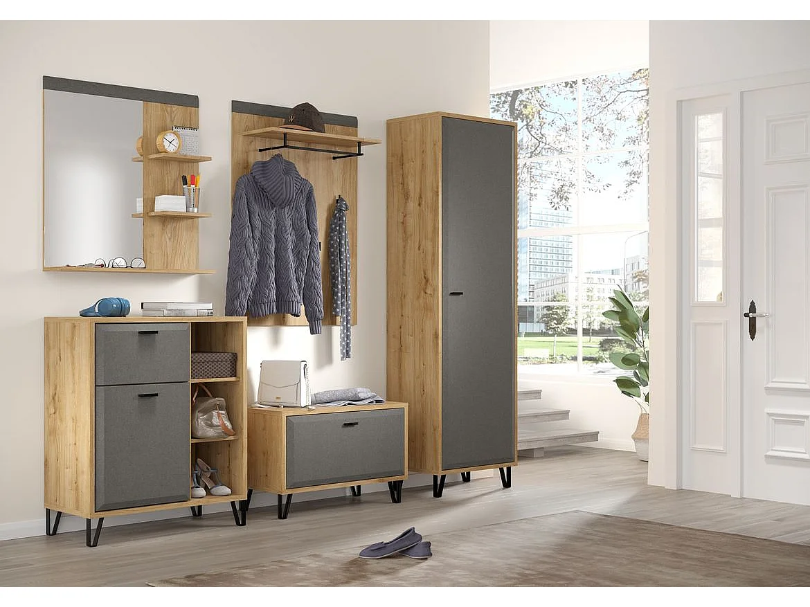 Etagère murale miroir et chêne de Navarre Florence 79cm