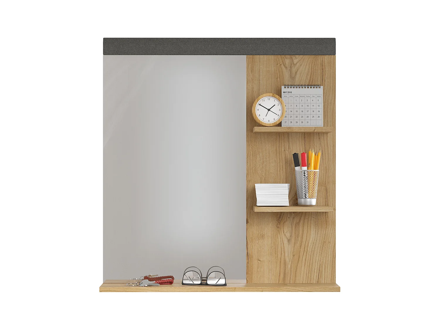 Etagère murale miroir et chêne de Navarre Florence 79cm