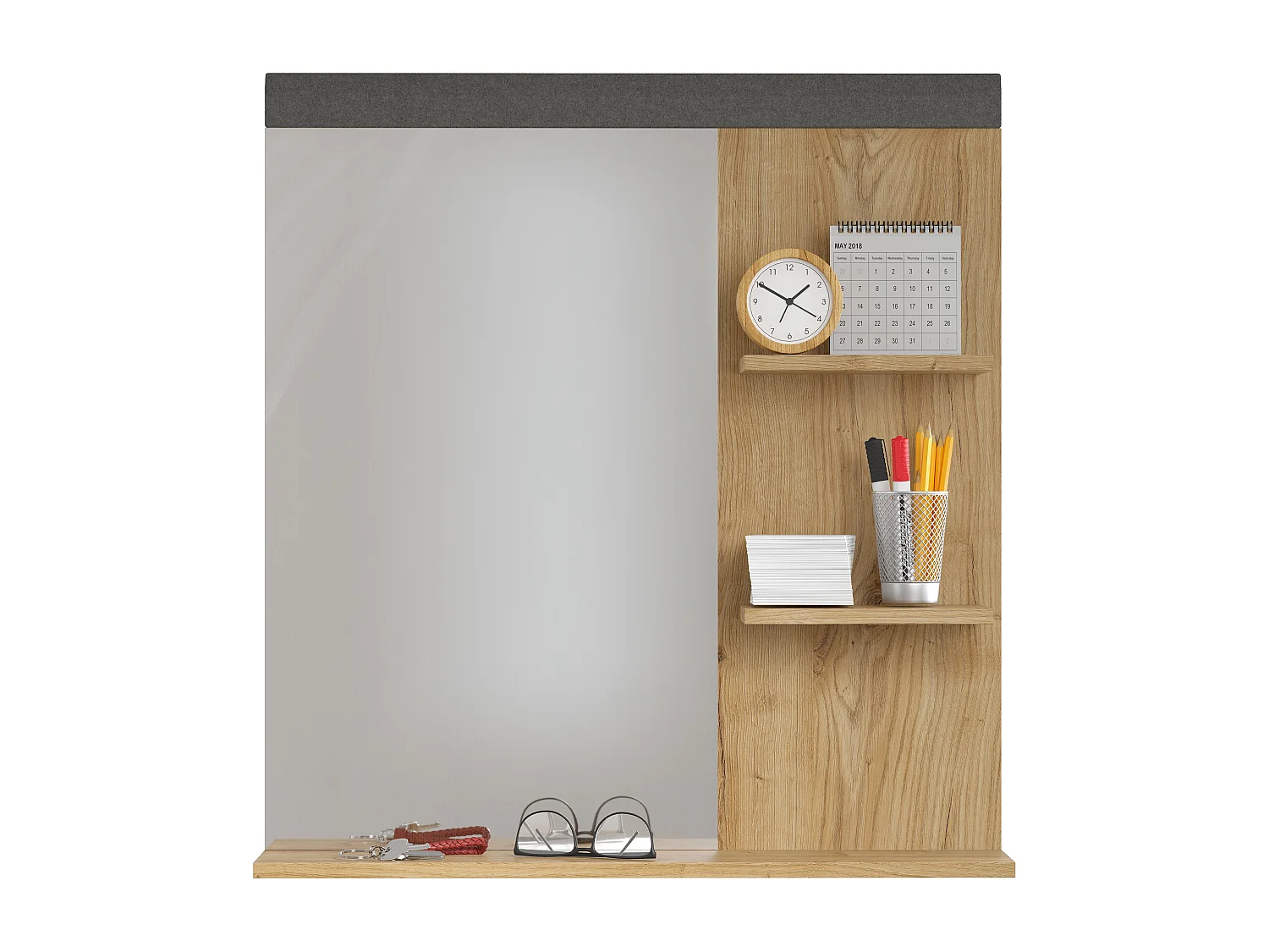 Etagère murale miroir et chêne de Navarre Florence 79cm