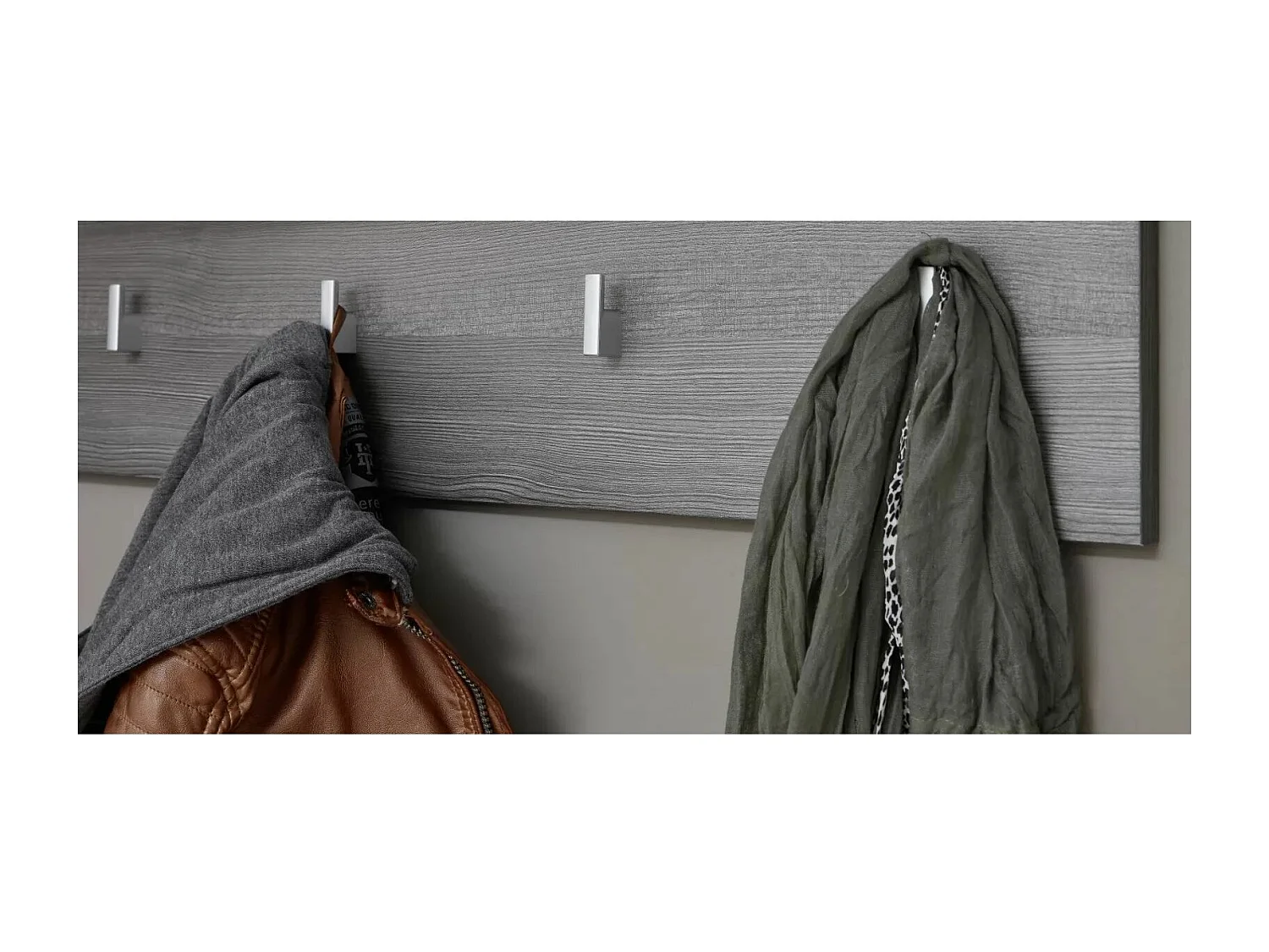 Porte-manteau 4 crochets mélaminé gris Bezzi