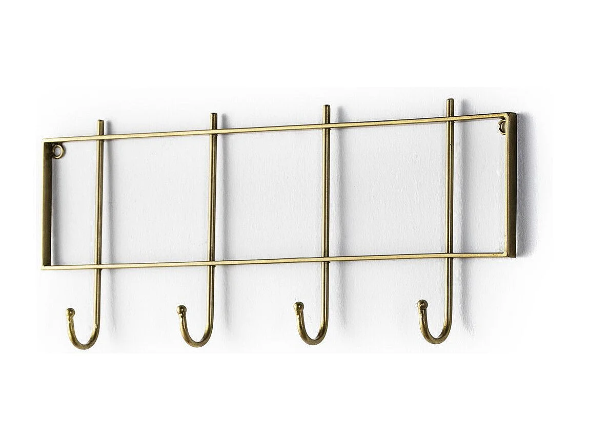 Porte-manteau 4 crochets métal doré